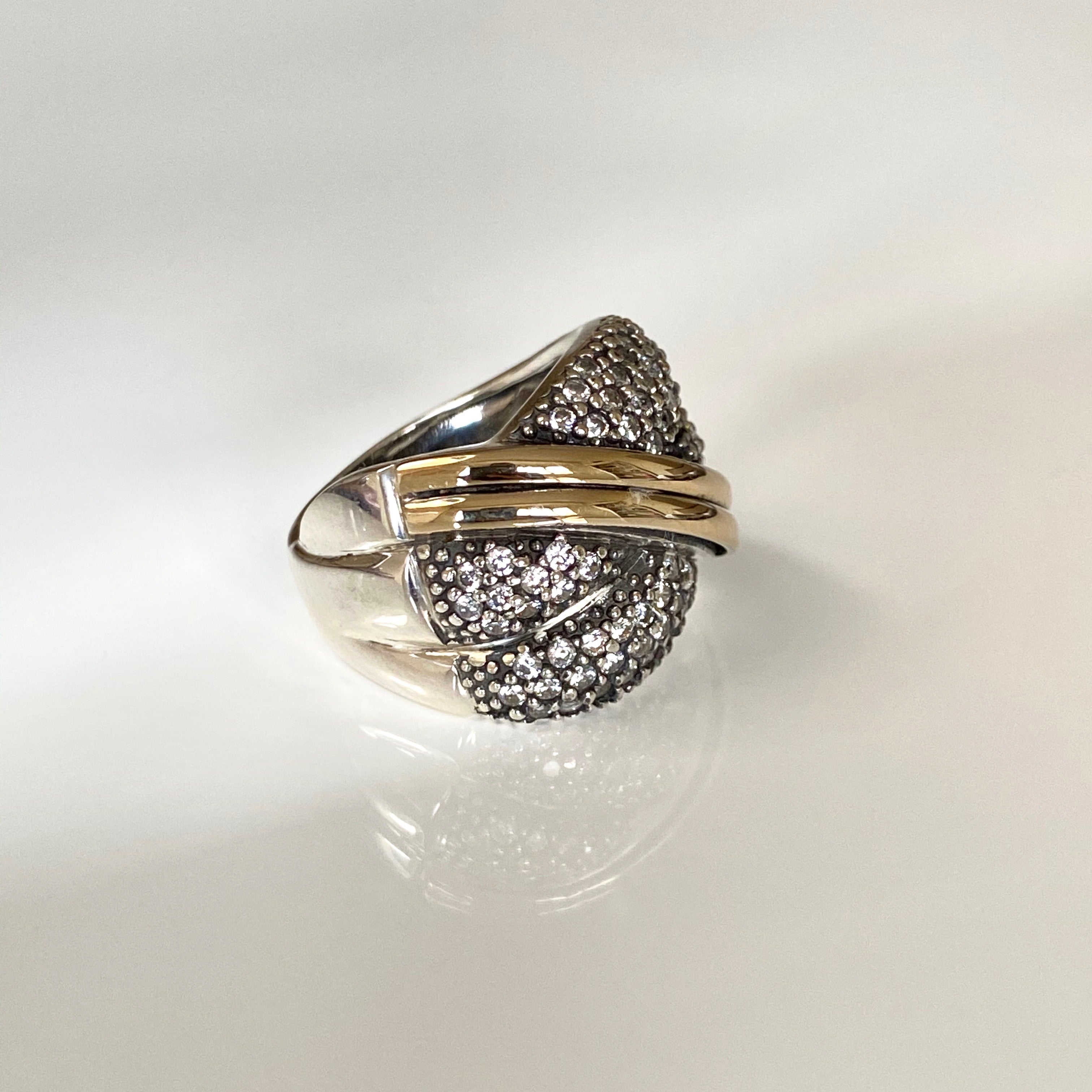 INFINITY RING - Sterling Silver & 14k Yellow Gold-Tayroni