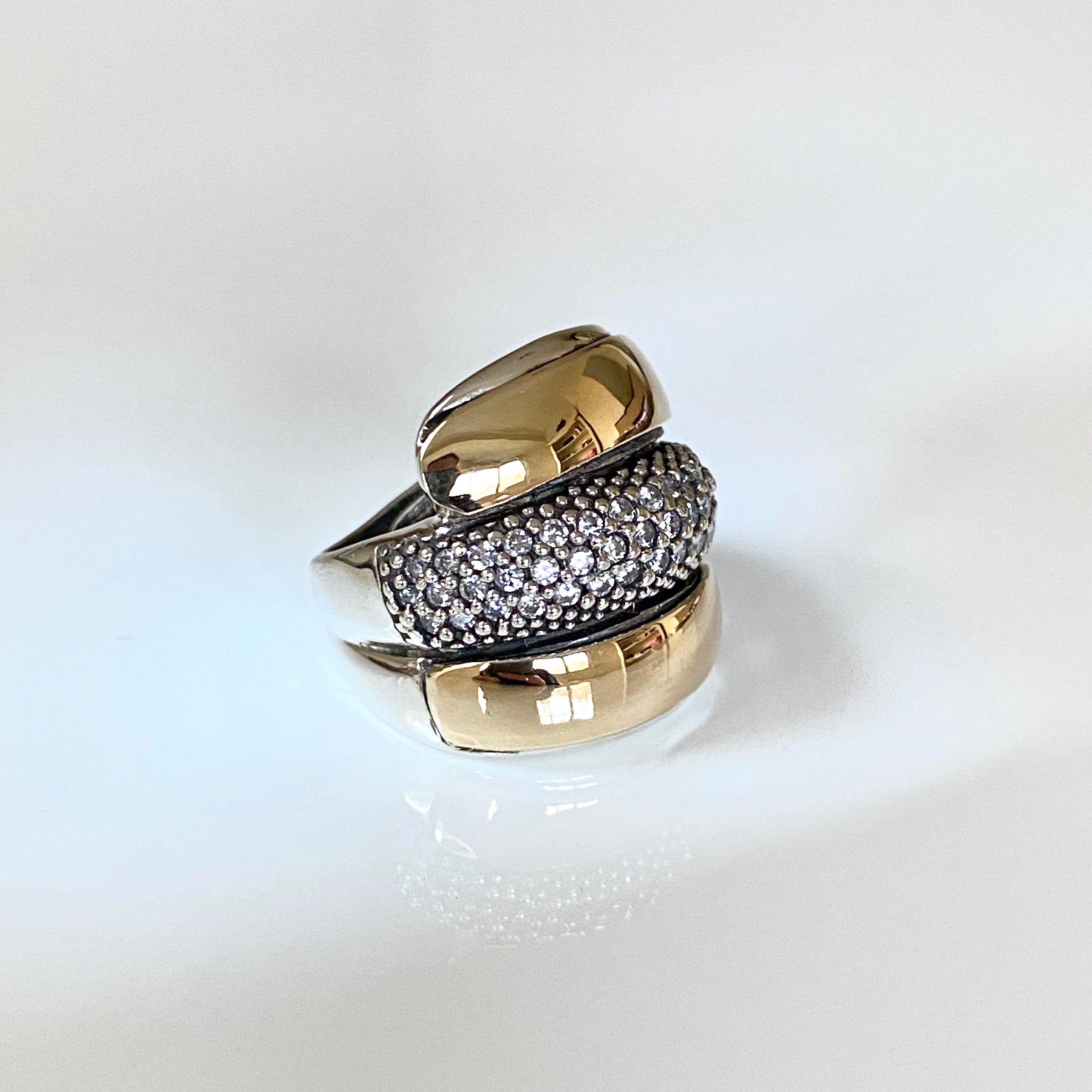 MONTE CARLO RING - Sterling Silver and 14k Yellow Gold-Tayroni